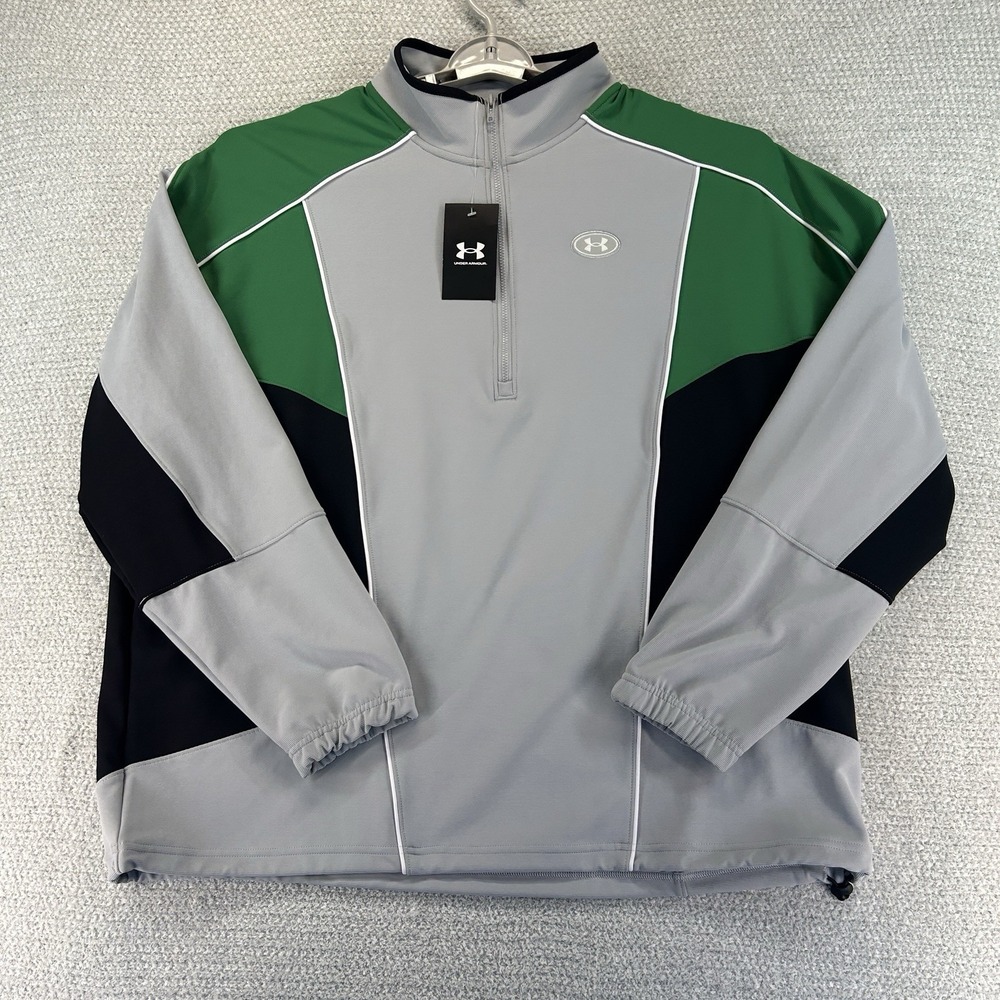 Under Armour Jacket Mens Large Best Level Tricot‎ 1/2 Zip Loose Fit Colorblock